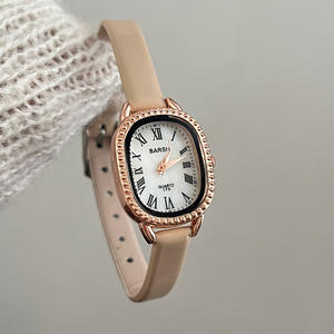 Reloj de lujo para mujer, esfera ovalada con incrustaciones de diamantes, correa de cuero, reloj de <span class=keywords><strong>cuarzo</strong></span> para estudiantes, compra a granel, regalos - Product Image 2