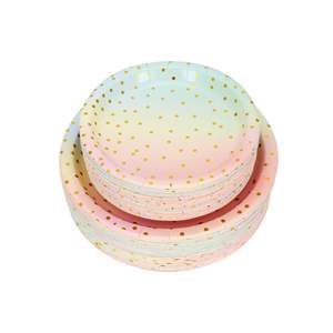 Assiettes à dîner jetables plaquées or de couleur dégradé personnalisées - Product Image 6