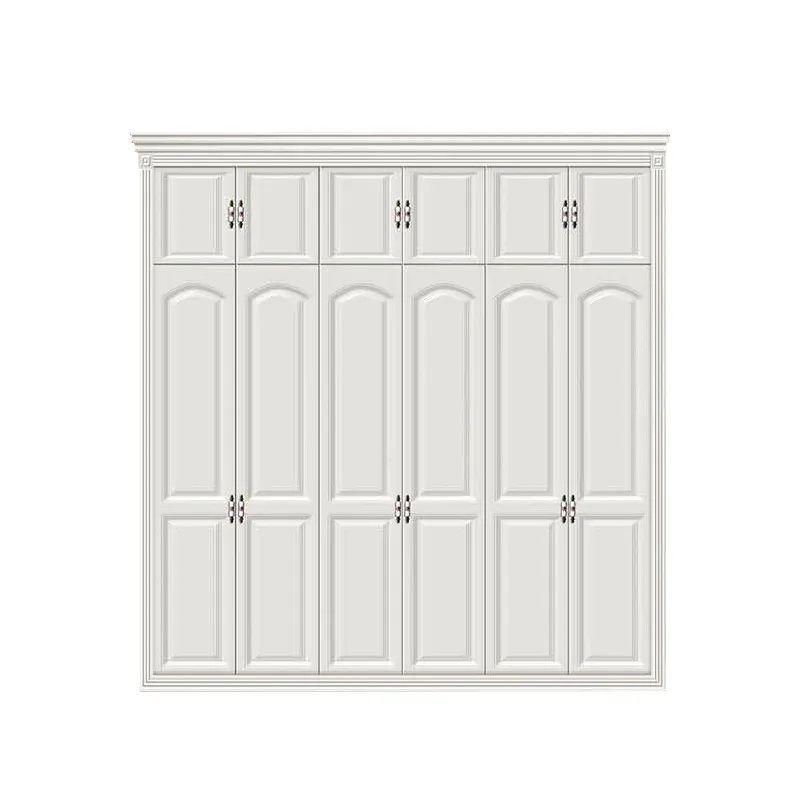 تصميم فاخر عملي على الطراز الأوروبي ألواح مزدوجة متأرجحة نمط 6 أبواب خزانة خشبية