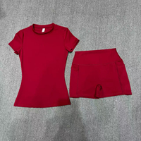 Ensemble 2 pièces pour femmes : T-shirt sans plis à manches courtes et short taille haute (plusieurs couleurs) – Décontracté, sportif, fitness, quotidien, couleur unie