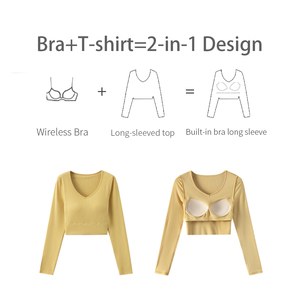 Haut Court <span class=keywords><strong>Femme</strong></span> Ajusté Rembourré Printemps-Été Manches Longues Décontracté Col Cœur Teint Uni - Product Image 3