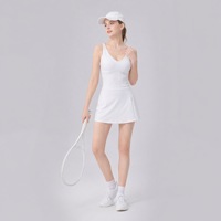 Rok Tenis Tanpa Lengan Bernapas Model Ketat Anti Geser Warna Solid untuk Olahraga Golf dan Aktivitas Lainnya untuk Wanita