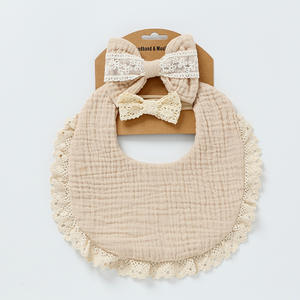 مريلة قطنية شاش مزدوجة الجانب 2 طفل رضيع فتاة رضيعة طفل رضيع بتجشؤ ملابس أطفال مريلة بأقواس - Product Image 5