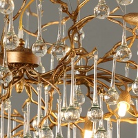 Hitecdad lampes décor à la maison luxe salon chambre Villa hall lustre en laiton branche d'arbre montage en cristal or suspension