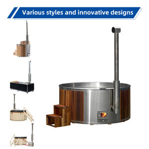 Style de conception industrielle chinoise extérieur cèdre bois massif sauna bain à remous Spa revêtement en acier inoxydable pour 2-5 personnes de trempage - Product Image 2