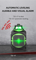 Niveau laser 4D industriel rotatif à faisceau vert professionnel 360 ° 5 lignes mesure de précision bricolage avec alimentation par batterie