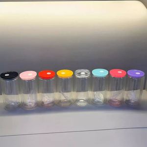 Nouveauté : Pot en forme de verre à bière Libby en PC transparent de 16 oz avec couvercle à paille et couvercle coloré pour cadeau d'été DIY - Product Image 3