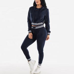 PIHA SPORTS Ensemble de survêtement sportif pour femme en polyester/coton doublé polaire pour l'hiver, avec bandes latérales, manches longues et pantalon long jusqu'aux chevilles -4 - Product Image 2