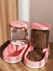 <span class=keywords><strong>Fish</strong></span> Princess Mangeoire automatique durable à deux bols pour animaux de compagnie avec distributeur d'eau par gravité Conception de bouteille en plastique facile à nettoyer - Product Image 6