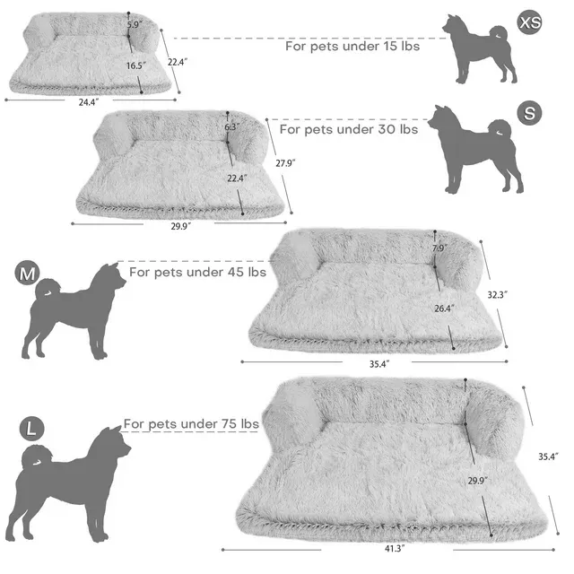 Wholesale Luxury Cushion Long Plush Removable Blanket Large Dog Couch Soft Sofa