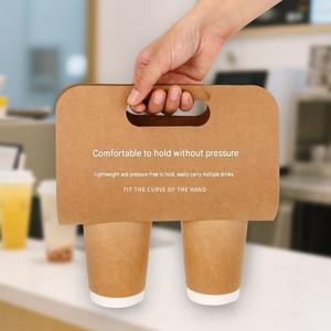 <b>Disposable</b> Kraft Paper Coffee <b>Cup</b> Carrier Single Double <b>Cup</b> Holder Takeaway Coffee <b>Cup</b> Tray Foldable Handheld Drink <b>Cup</b> Carrier - Product Image 5