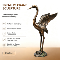 Statue de grue en fibre de verre légère et facile à installer, ornement au look métallique rétro, idéale pour les aménagements paysagers des communautés résidentielles et des ceintures vertes