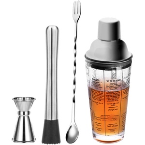Juego de Coctelera de Vidrio con Recetas Impresas, 4 Piezas, Utensilios de Bar con Jigger, Muddler y Cuchara de Bar para Preparar Margaritas en Casa - Product Image 1