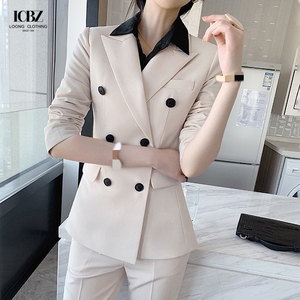 Ingrosso abito da donna personalizzato da ufficio formale Set abito bianco di seta lungo con Blazer a bottone singolo e pantaloni Sexy in taglia <span class=keywords><strong>S</strong></span> - Product Image 3