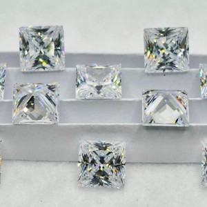 Princess Cut Square Zircon Cubic Zirconia Gemstone For Jewelry Making Synthetic Lab Created Color Play <b>Fire</b> Effect - Product Image 1