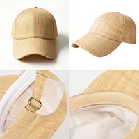 Gorra de Béisbol Elegante Personalizada de Yute y Rafia, Gorra de 6 Paneles con Logotipo Bordado, Gorra de Béisbol, Sombrero para el Sol