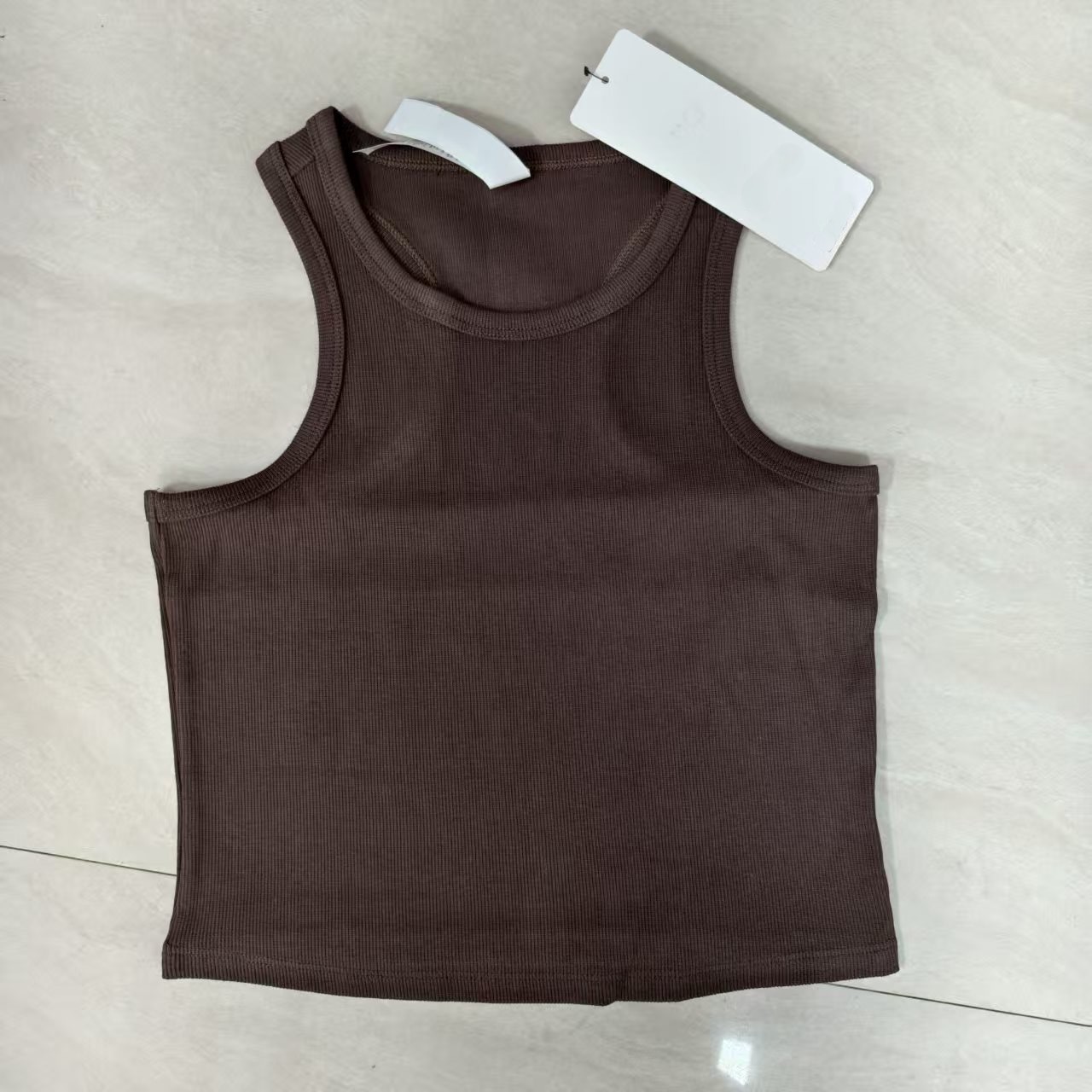 Wholesale Women's 100% Cotton Striped/Solid Elastic Waist Front Ribbed Breathable Eco-Friendly Anti-Bacterial Yoga Tank Top