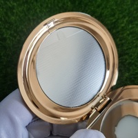 H005 Boîte à Poudre Fine Dorée Ovale Métallique de Remplacement Personnalisée, Miroir en Aluminium, Logo Imprimé par Sérigraphie pour Cosmétiques
