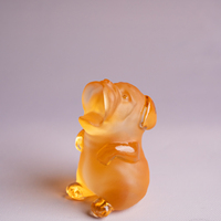 Bernstein-Kristall Hundefigur Welpen-Statue Tierskulptur Sammlerstück Wohndekor Geschenk