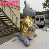 Mascotte Kangourou Géant Gonflable Gris avec Logo Imprimé, Personnage Kangourou Gonflable Personnalisé pour Promotion de Marque