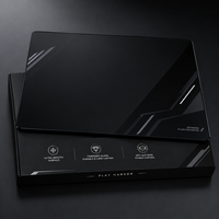 Tapis de souris de jeu en verre noir personnalisé, tapis de souris professionnel en verre trempé pour l'e-sport avec surface micro-gravée ultra-lisse