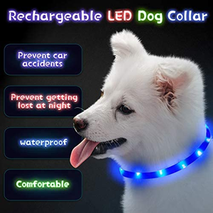 Glowing <b>Dog</b> <b>Collar</b> Adjustable Flashing Luminous Night Safety Pet Necklace Glow in Dark Light up LED <b>Dog</b> <b>Collar</b> USB Rechargeable - Product Image 5