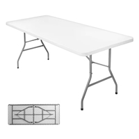 Mobilier d'extérieur Portable 6ft One Pieces Blanc Rectangulaire En Plastique Pliable Banquet Restauration BBQ Camping Pique-Nique Table Pliante