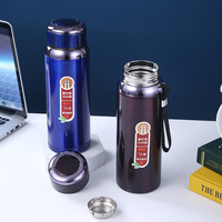 Bouteille d'eau Thermos sous vide en acier inoxydable avec poignées et corde, 500ml, 800ml, 1l