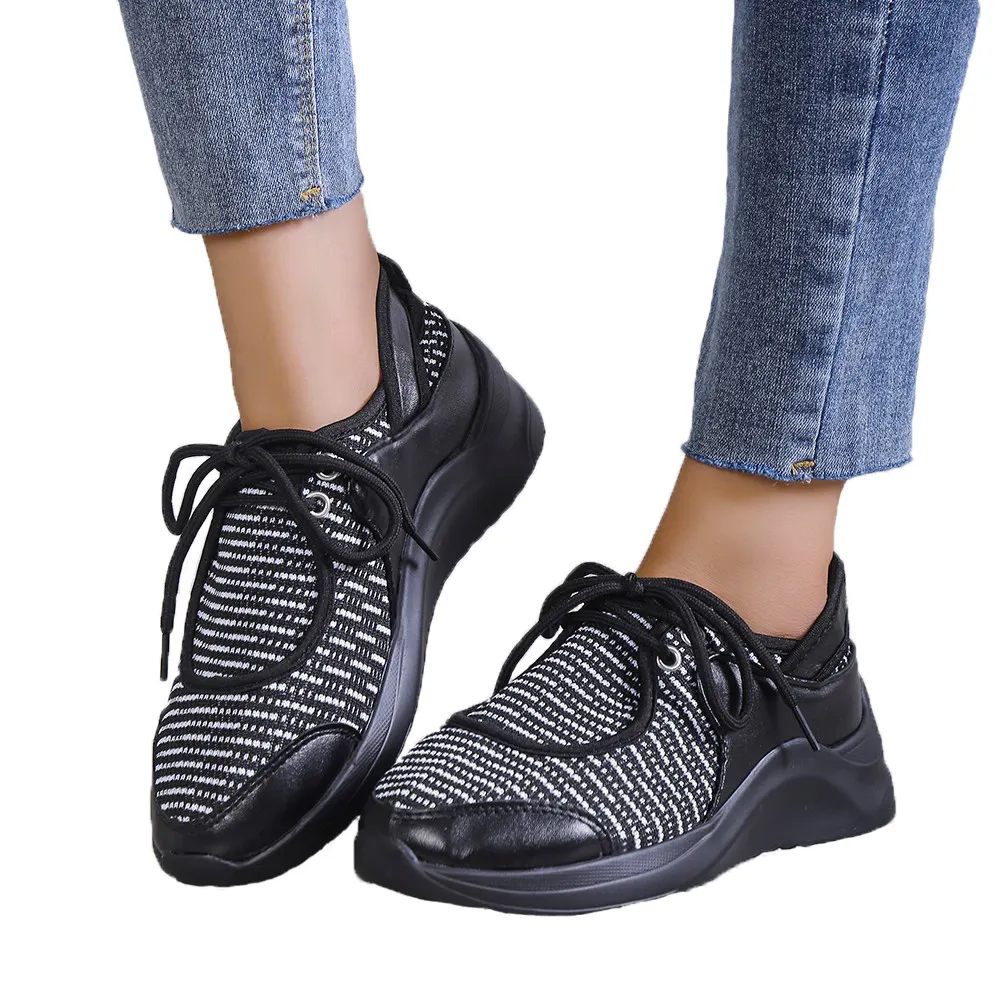 Fashion Breathable Fly Knit Mesh Sport Shoes Wholesale Women White Light Casual Walking Style Sneaker
