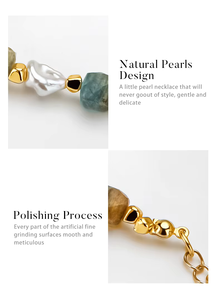 कस्टम उच्च गुणवत्ता वाले फैशन सुंदर 18 ksold चेन रंगीन प्राकृतिक पत्थर बहु परत ताजे पानी की मोती महिलाओं के लिए - Product Image 6