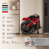 Vélo électrique pliable en fibre de carbone à 9 vitesses, batterie amovible 36V 250W, vélo électrique intelligent pour les trajets en ville