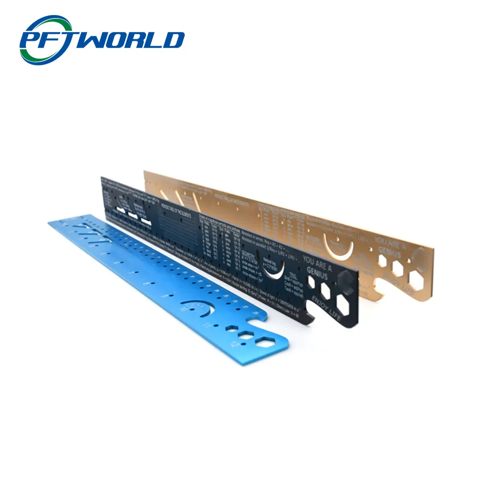 Titanium Anodized Aluminum CNC Mill Hole Laser Cutting Custom Metal Ruler