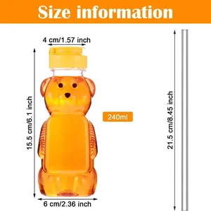 Botella de jugo espesada transparente con forma de oso de dibujos animados, taza bonita creativa para té de la leche, agua o jabón líquido para niños - Product Image 2