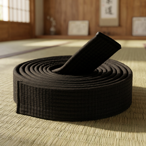 Cinturón de Artes Marciales de Algodón Negro para Adultos, Unisex, Duradero, Teñido Liso, Elástico - Product Image 3