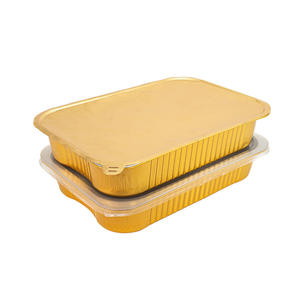 3500ml vàng dùng một lần thân thiện với môi hình chữ nhật nhôm lá Hộp Ăn Trưa với lá nắp có thể tái chế cho BBQ nướng Takeaway thực phẩm - Product Image 3