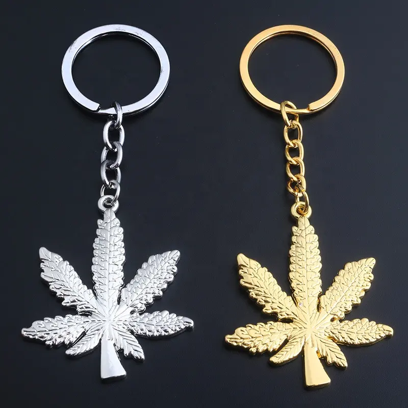 Promosyon hediyeler ot yaprak anahtarlık altın ve gümüş anahtarlık turist New York anahtarlık, kanada hatıra anahtarlık