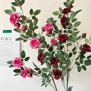 E-676 Vente en gros de roses artificielles à tiges longues multi-têtes, petites roses, fleurs artificielles, buisson - Product Image 3