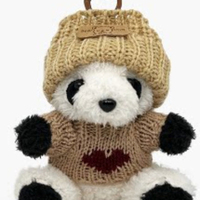 Porte-clés en peluche Panda noir esthétique, Panda Kawaii avec bonnet et tenue cœur d'amour, breloque de sac tendance pour la décoration des filles