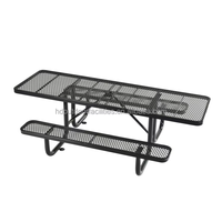 Table de pique-nique rectangulaire en métal expansé de 8 pieds, design moderne, robuste, en acier galvanisé, table de jardin d'extérieur avec bancs