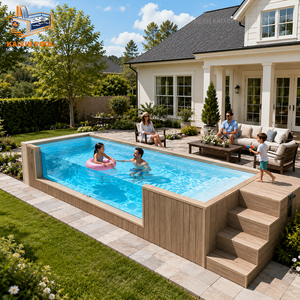 Grande <span class=keywords><strong>Piscine</strong></span> Hors-Sol ou Spa Extérieur en Fibre de Verre Acrylique avec Fenêtre en Verre, Aspect Bois, pour Jardin - Product Image 2