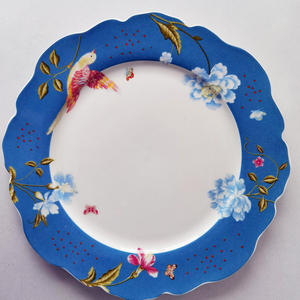 Assiette à Steak en Céramique Sous Glaçure Style Vintage Motif Floral Bleu Assiette à Pâtes - Product Image 3