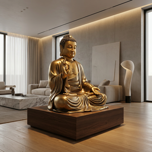 Statuetta di Buddha in Bronzo Fusa a Mano 'Serenità Sacra' - Scultura d'Arte Religiosa con <span class=keywords><strong>Dimensioni</strong></span> Personalizzate <span class=keywords><strong>e</strong></span> Servizio di Posizionamento Professionale - Product Image 2