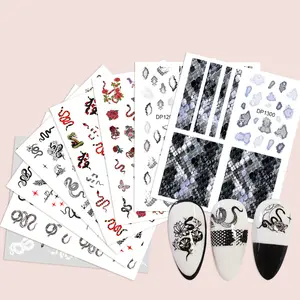 Free Sample Design Decoration Adhesive Beauty Classic Manicure Printing Snake Flower Sticker Art Nail Decals nail supplies