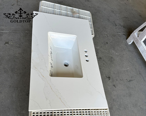 Piedra Artificial de Cuarzo Calacatta Leon Goldtop 5052, Blanca Pulida, de Alta Calidad, Moderna, Resistente al Fuego, Duradera, Personalizable para Hoteles - Product Image 5