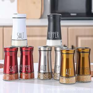 स्टेनलेस स्टील सीज़निंग बोतल काली मिर्च, जीरा, नमक मसाला जार घूर्णन ग्लास मसाला जार - Product Image 4