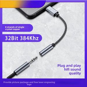 32Bit ตัวแปลงสัญญาณดิจิทัล384กิโลเฮิรตซ์อะแดปเตอร์หูฟัง DAC USB Type C ถึง3.5มม. <span class=keywords><strong>แจ็</strong></span><span class=keywords><strong>ค</strong></span>หูฟังอะแดปเตอร์เสียง HIFI - Product Image 3