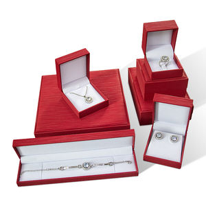 Luxury Customized Color Brushed Rectangle Jewelry Box Set Square Simple <b>Custom</b> Necklace <b>Ring</b> Box Velvet Lined Display <b>Custom</b> - Product Image 2