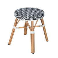 Tabouret de bistrot d'extérieur de style français, structure en aluminium, assise ronde en Teslin tissé, empilable, mobilier de café, restaurant, terrasse