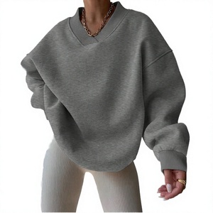 Clothing Manufacturer Custom <b>Print</b> Loose Fit V Neck Breathable Waterproof Quiet Luxury Men's Women's Sweatshirts - Product Image 2