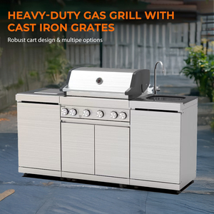 Barbecue à gaz moderne européen haut de gamme en acier inoxydable, 6 brûleurs, fonction de rôtissage sans fumée, pour cuisines extérieures et jardins BKB611BS00 - Product Image 6
